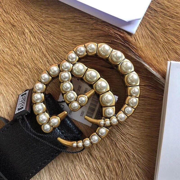HypedEffects Classic Gucci Belt - Pearled Gucci Buckle