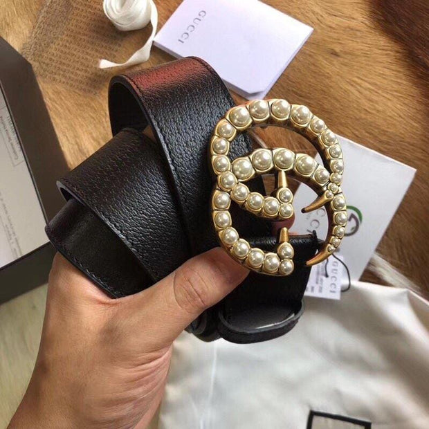 HypedEffects Classic Gucci Belt - Pearled Gucci Buckle