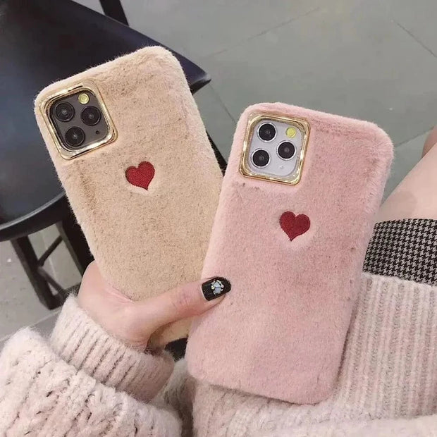 HypedEffects Cute Fluffy Heart Phone Case for iPhone