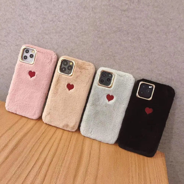 HypedEffects Cute Fluffy Heart Phone Case for iPhone