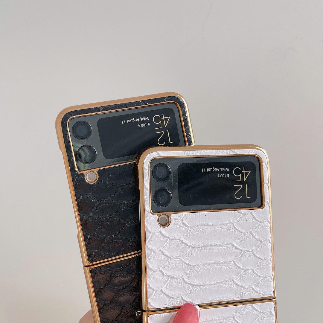 HypedEffects Dior Black and White Leather Z Flip Phone Case