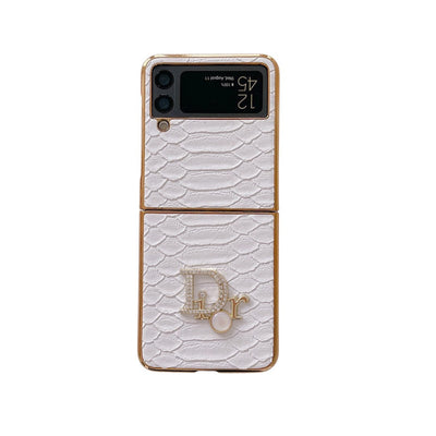 HypedEffects Dior Black and White Leather Z Flip Phone Case