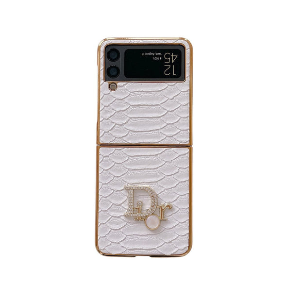 HypedEffects Dior Black and White Leather Z Flip Phone Case