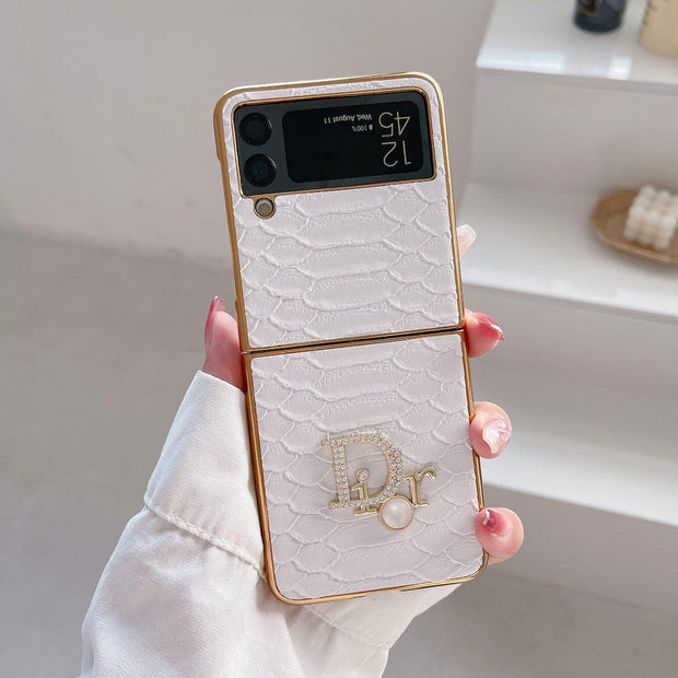HypedEffects Dior Black and White Leather Z Flip Phone Case