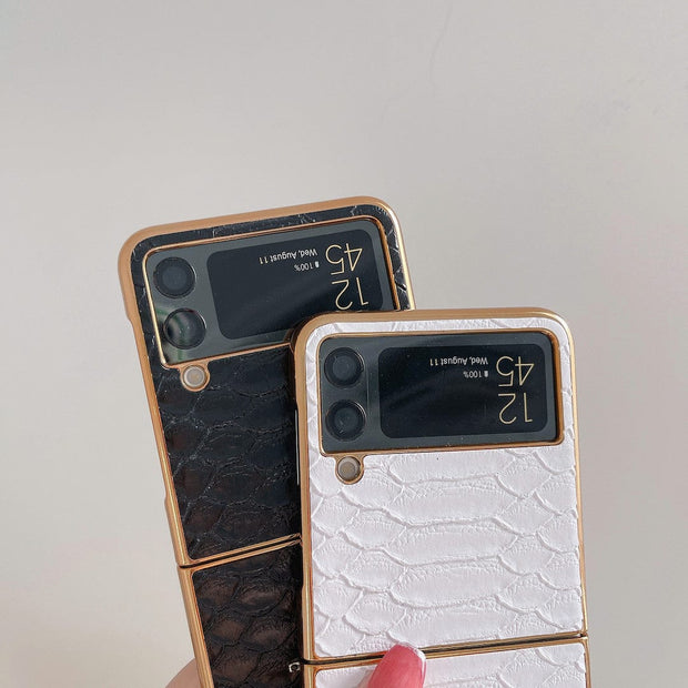 HypedEffects Dior Black and White Leather Z Flip Phone Case