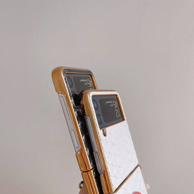 HypedEffects Dior Black and White Leather Z Flip Phone Case