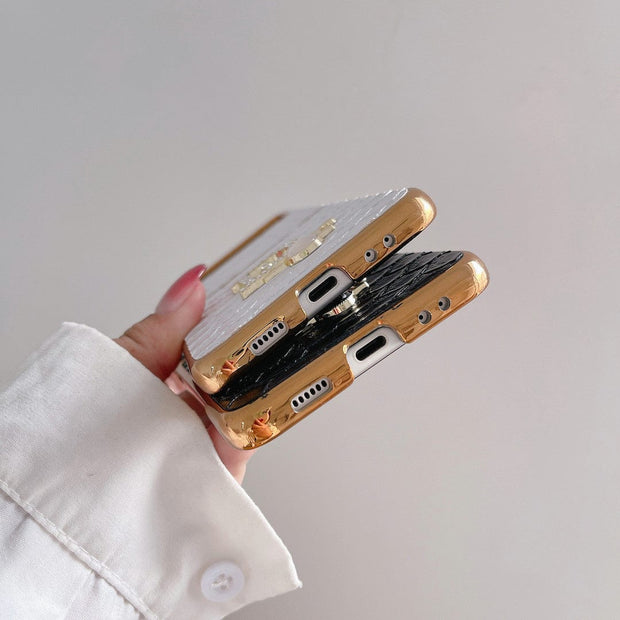 HypedEffects Dior Black and White Leather Z Flip Phone Case