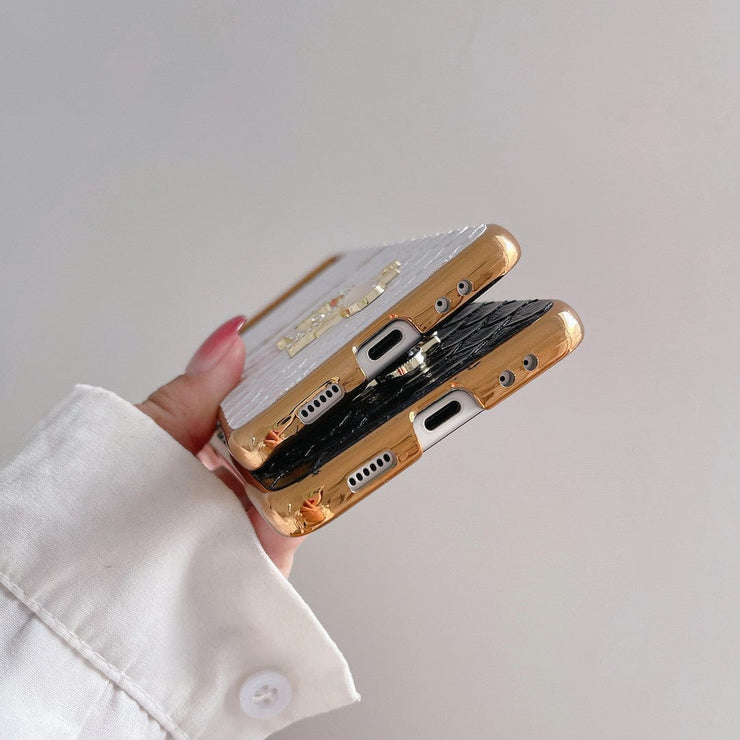HypedEffects Dior Black and White Leather Z Flip Phone Case