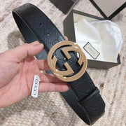 HypedEffects Engraved Black Gucci Belt - Golden Louis Vuitton Buckle