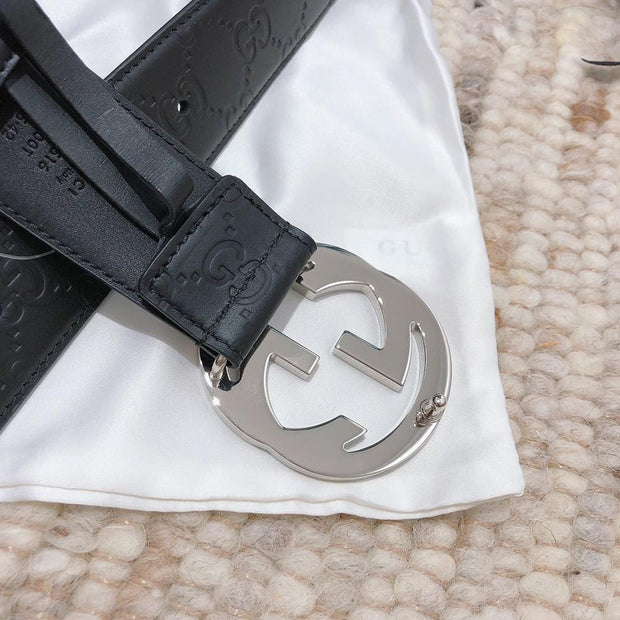 HypedEffects Engraved Black Gucci Belt - SiLouis Vuittoner Gucci Buckle