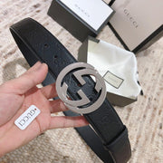 HypedEffects Engraved Black Gucci Belt - SiLouis Vuittoner Gucci Buckle