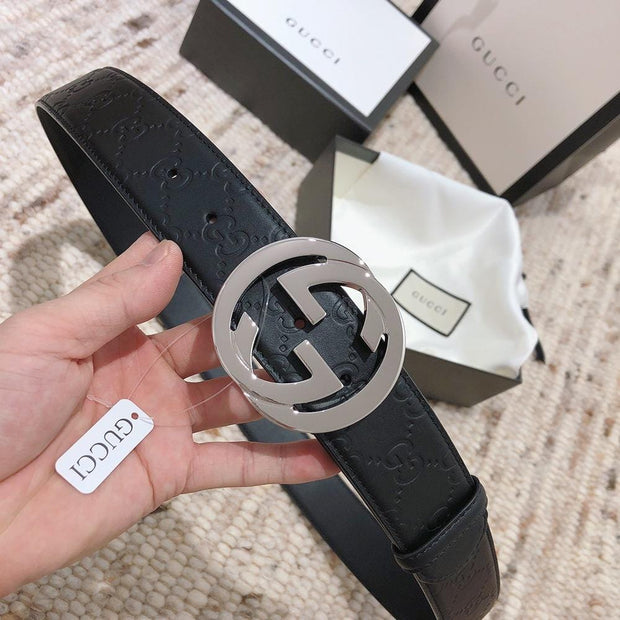 HypedEffects Engraved Black Gucci Belt - SiLouis Vuittoner Gucci Buckle