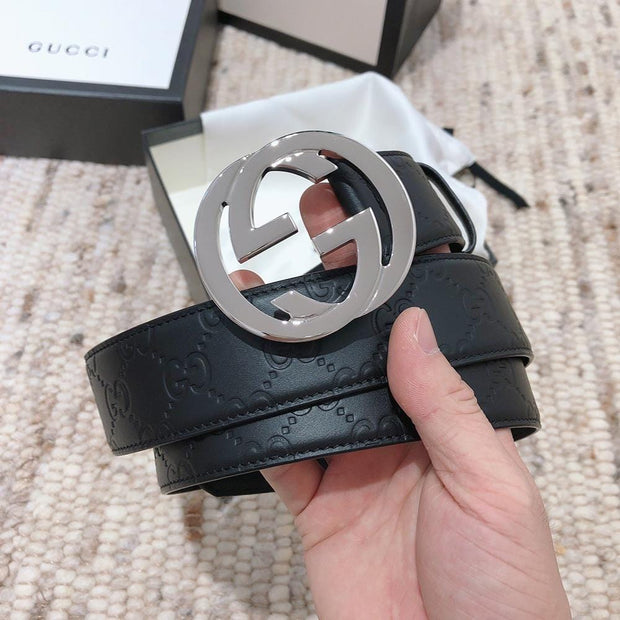 HypedEffects Engraved Black Gucci Belt - SiLouis Vuittoner Gucci Buckle
