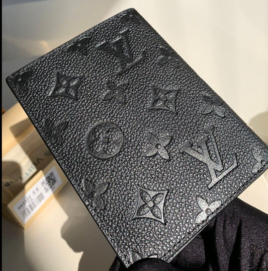 HypedEffects Engraved Black louis vuitton Passport Holder