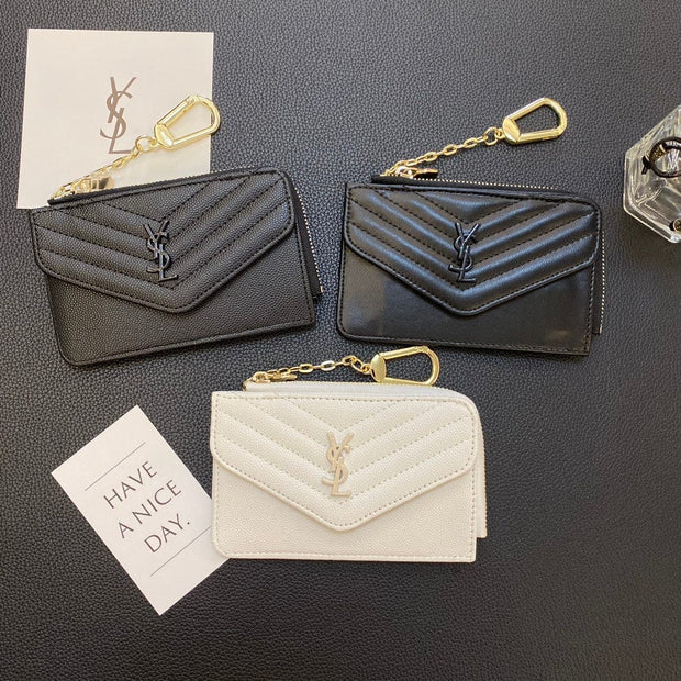 HypedEffects Fashioned YSL Card Holder Wallet with keychain holder