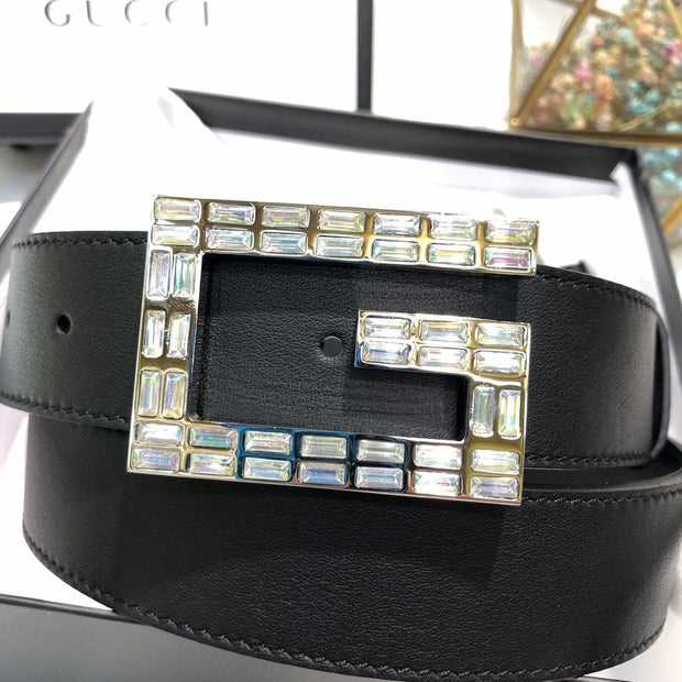 HypedEffects Gucci Black Leather Belt - Glamorous Buckle.