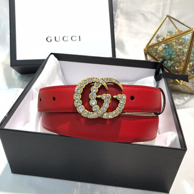 HypedEffects Gucci Crimson Leather Belt - Glamorous Buckle