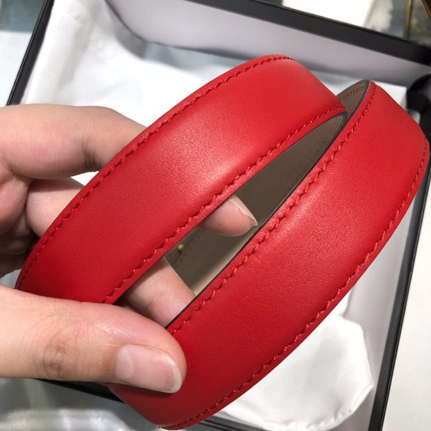 HypedEffects Gucci Crimson Leather Belt - Glamorous Buckle
