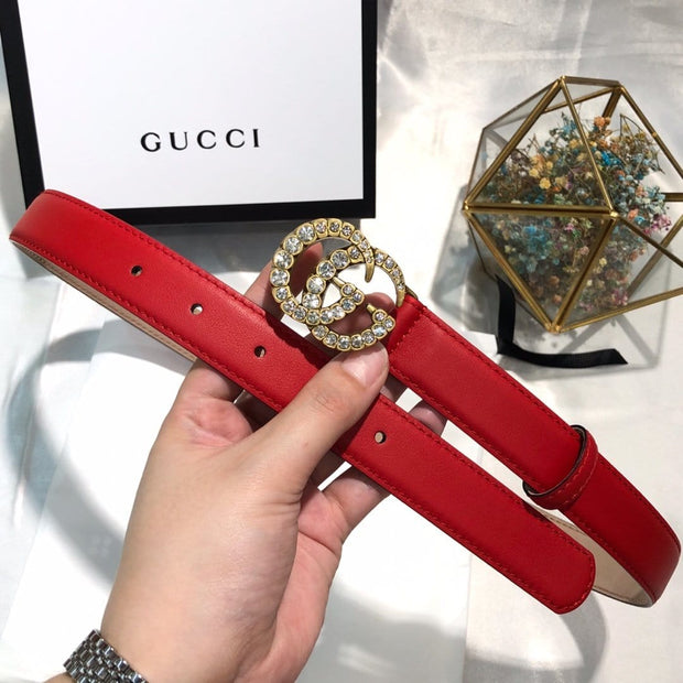 HypedEffects Gucci Crimson Leather Belt - Glamorous Buckle
