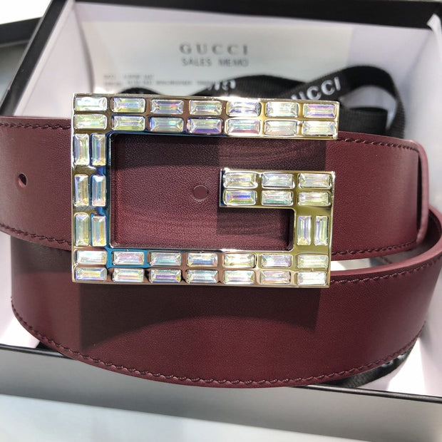 HypedEffects Gucci Mahogany Leather Belt - Glamorous Buckle