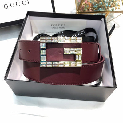 HypedEffects Gucci Mahogany Leather Belt - Glamorous Buckle