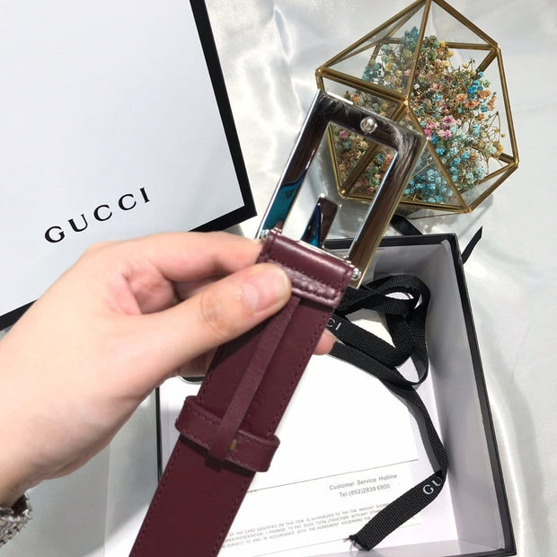 HypedEffects Gucci Mahogany Leather Belt - Glamorous Buckle