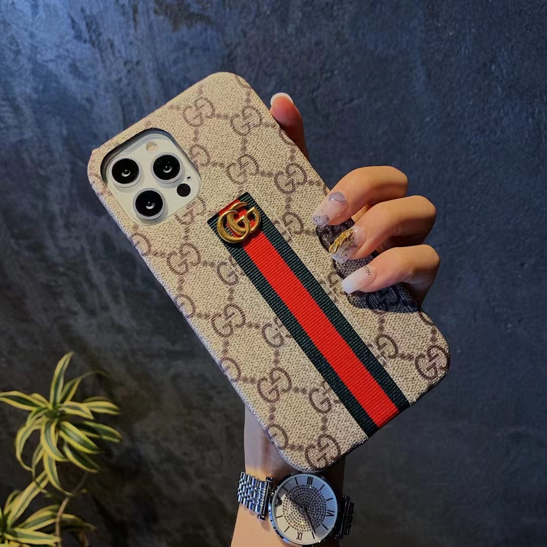 HypedEffects gucci Monogram Canvas iPhone 17 Case with Stripe Detail