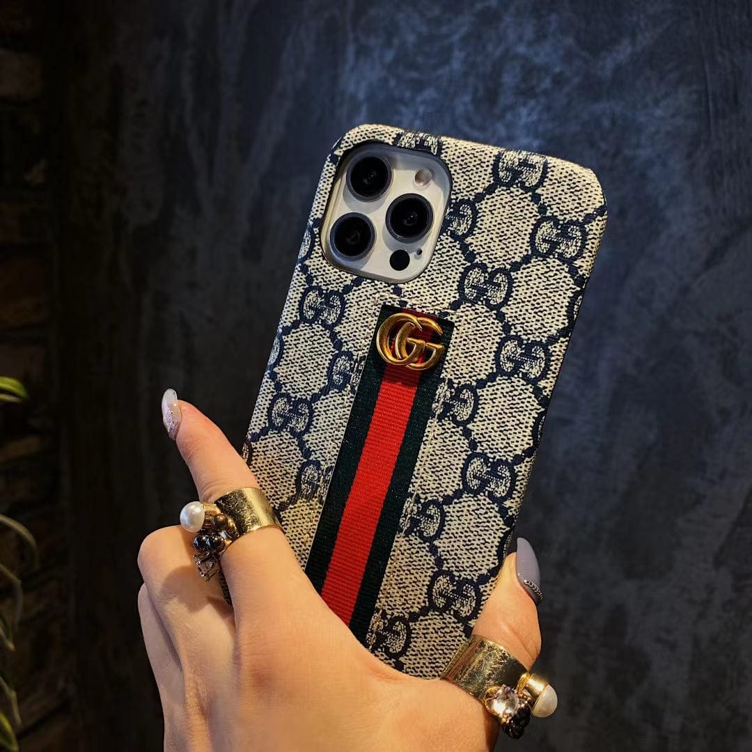 HypedEffects gucci Monogram Canvas iPhone 17 Case with Stripe Detail