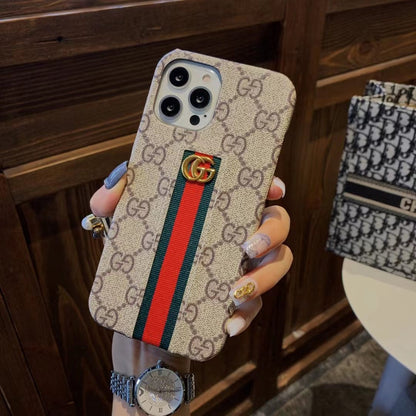HypedEffects gucci Monogram Canvas iPhone 17 Case with Stripe Detail