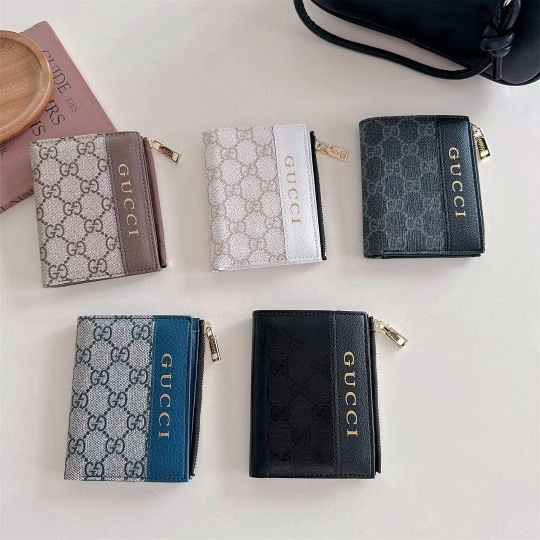 HypedEffects gucci Monogram Zip Wallet with Gold Logo – Bifold Design