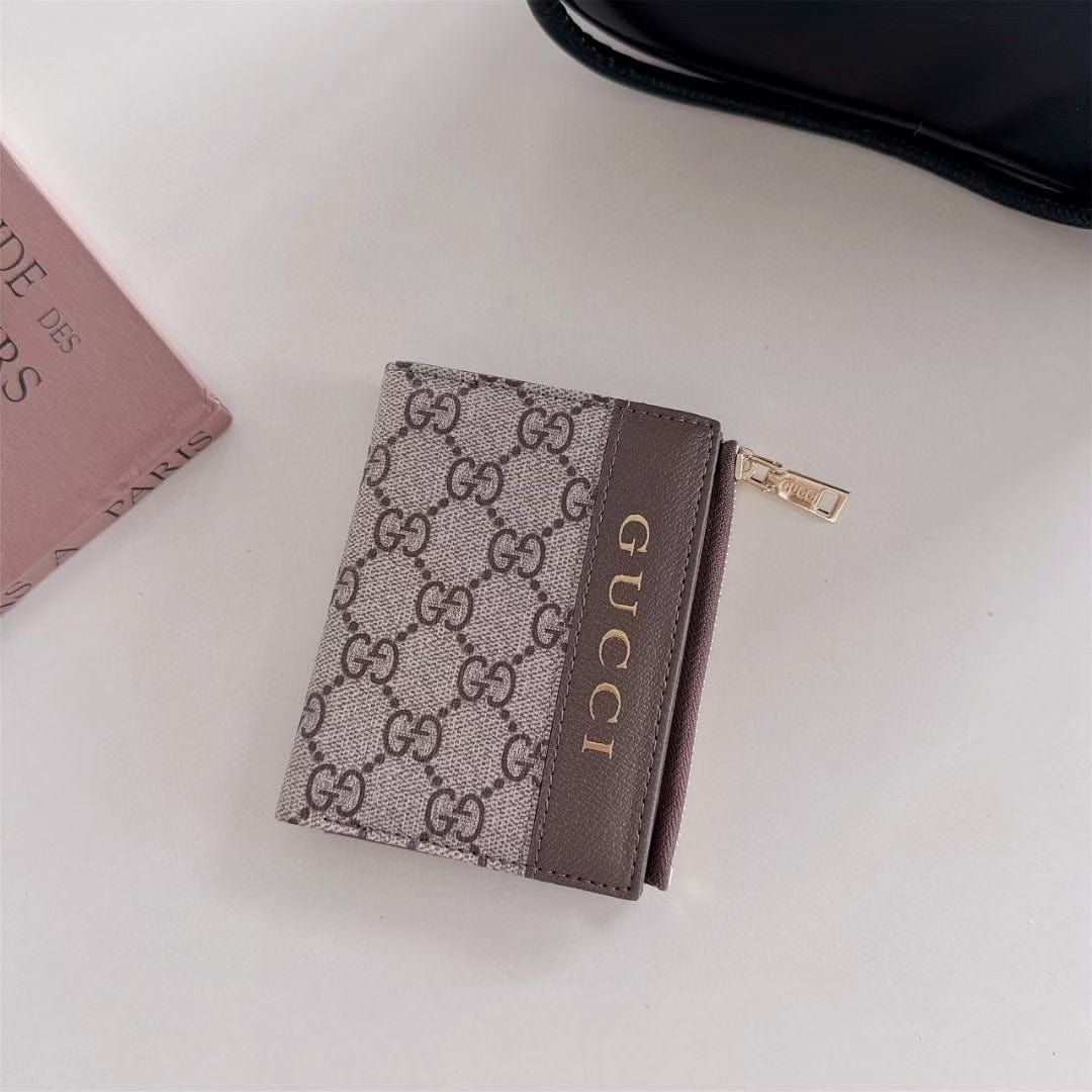 HypedEffects gucci Monogram Zip Wallet with Gold Logo – Bifold Design