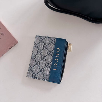 HypedEffects gucci Monogram Zip Wallet with Gold Logo – Bifold Design