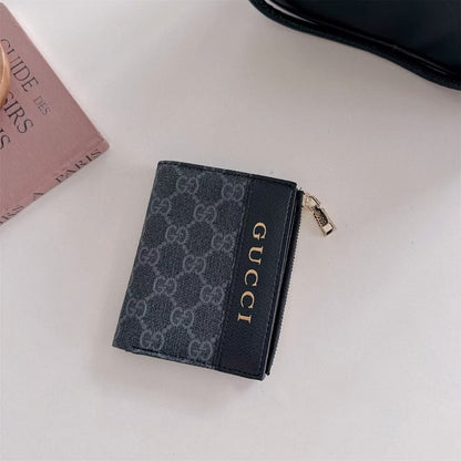 HypedEffects gucci Monogram Zip Wallet with Gold Logo – Bifold Design