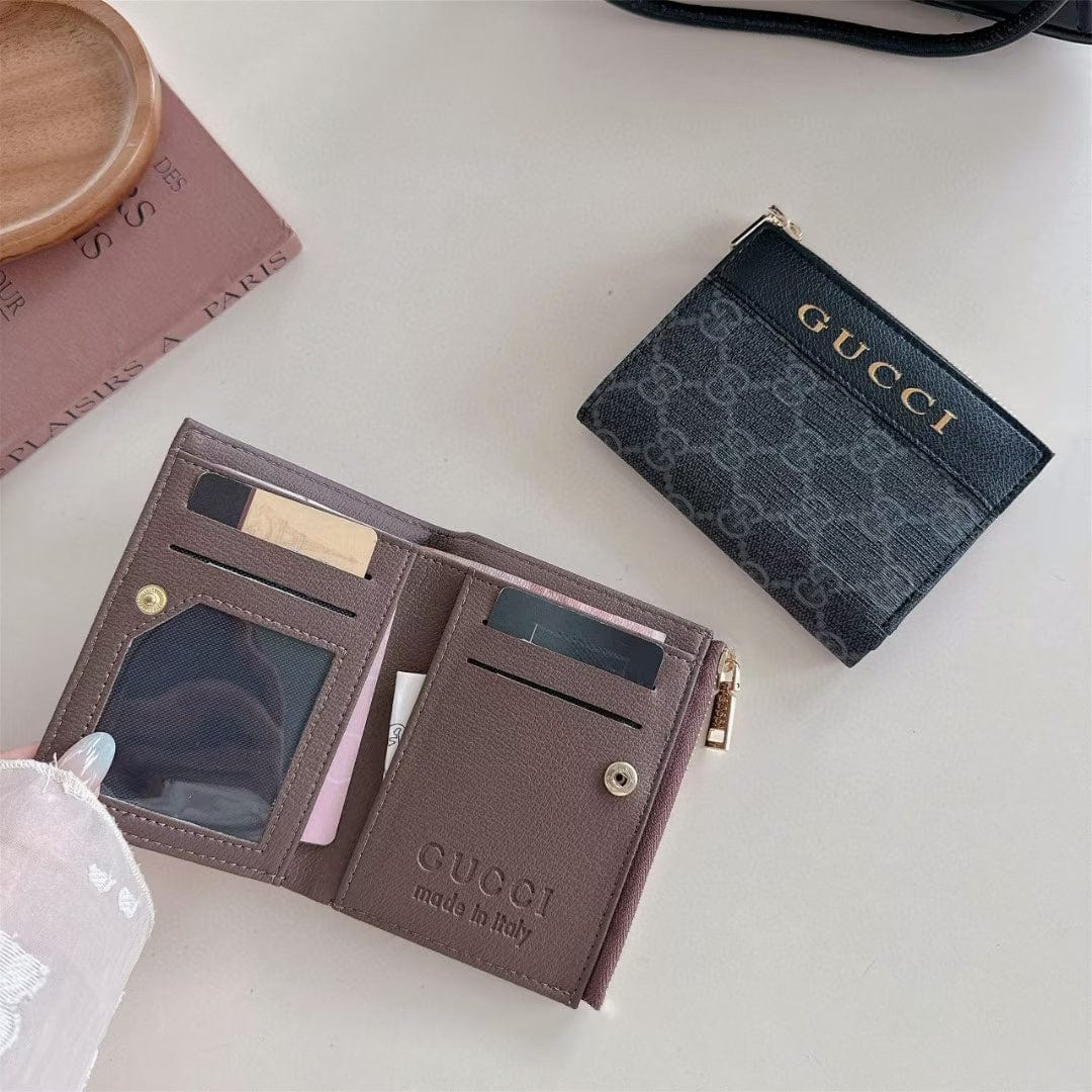 HypedEffects gucci Monogram Zip Wallet with Gold Logo – Bifold Design