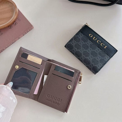 HypedEffects gucci Monogram Zip Wallet with Gold Logo – Bifold Design