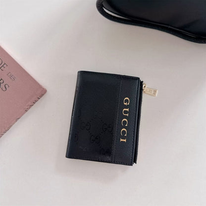 HypedEffects gucci Monogram Zip Wallet with Gold Logo – Bifold Design