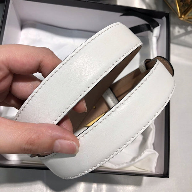 HypedEffects Gucci Pure White Leather Belt - Glamorous Buckle