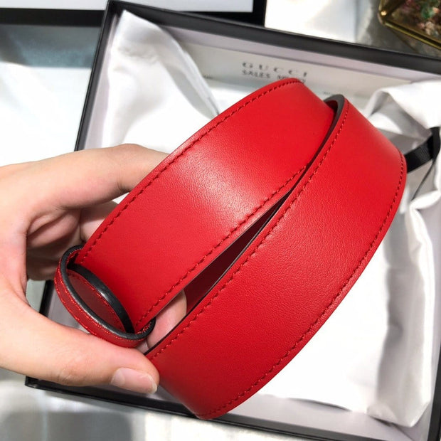HypedEffects Gucci Scarlet Leather Belt - Glamorous Buckle