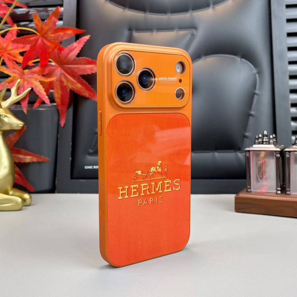 HypedEffects Hermes Paris Orange Phone Case for iPhone 14 to iPhone 17 Pro Max Designer Style Back Cover
