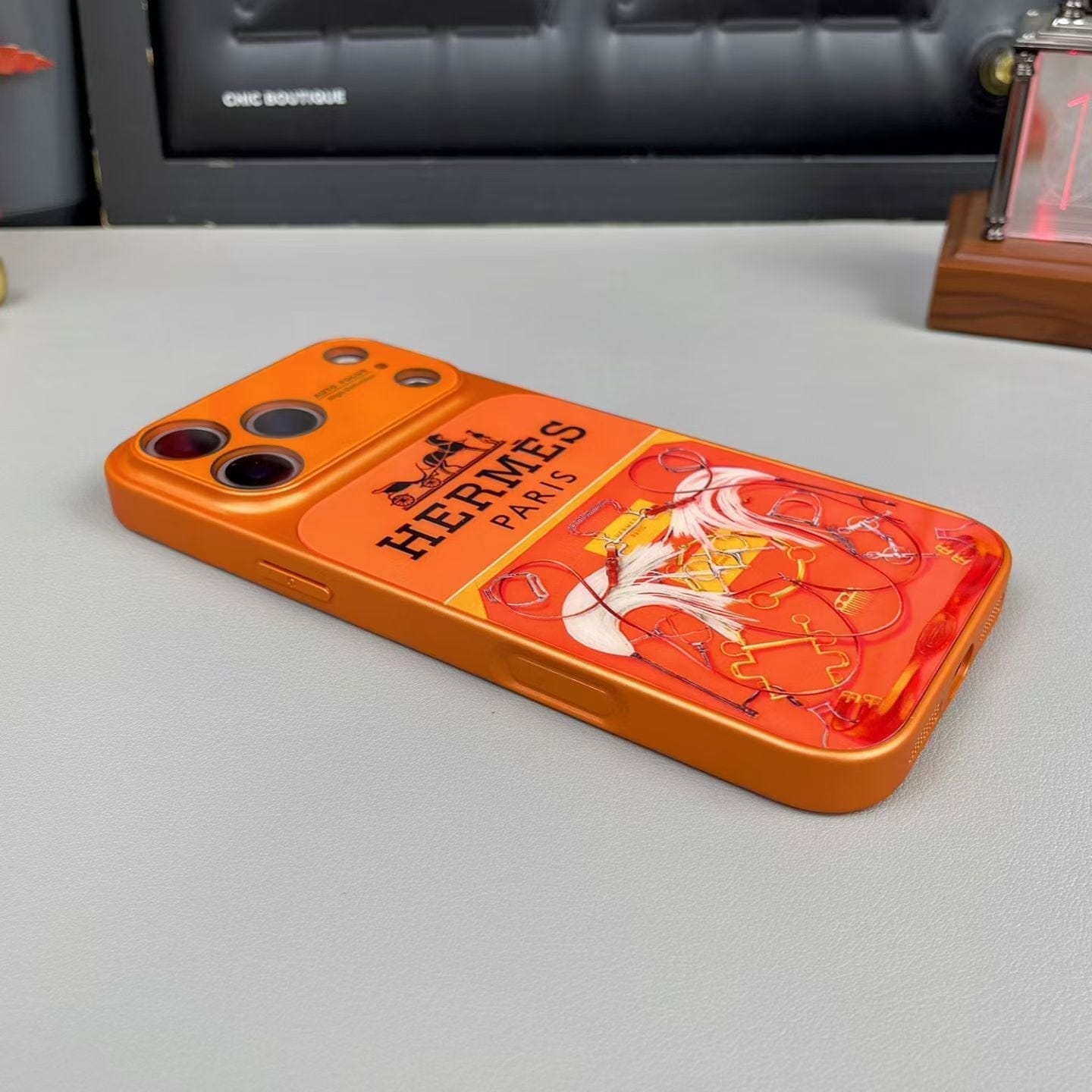 HypedEffects Hermes Paris Orange Phone Case for iPhone 14 to iPhone 17 Pro Max Designer Style Back Cover