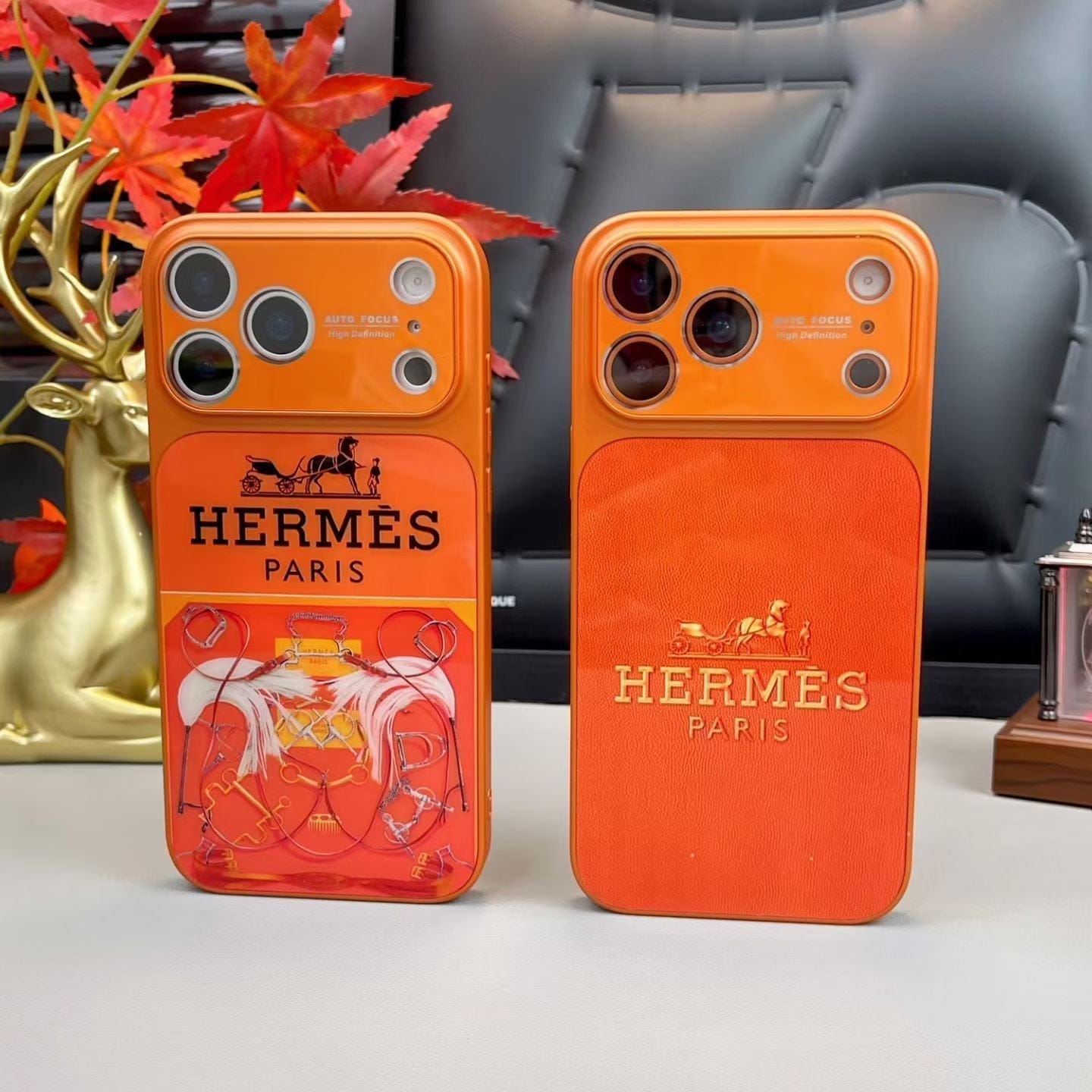 HypedEffects Hermes Paris Orange Phone Case for iPhone 14 to iPhone 17 Pro Max Designer Style Back Cover