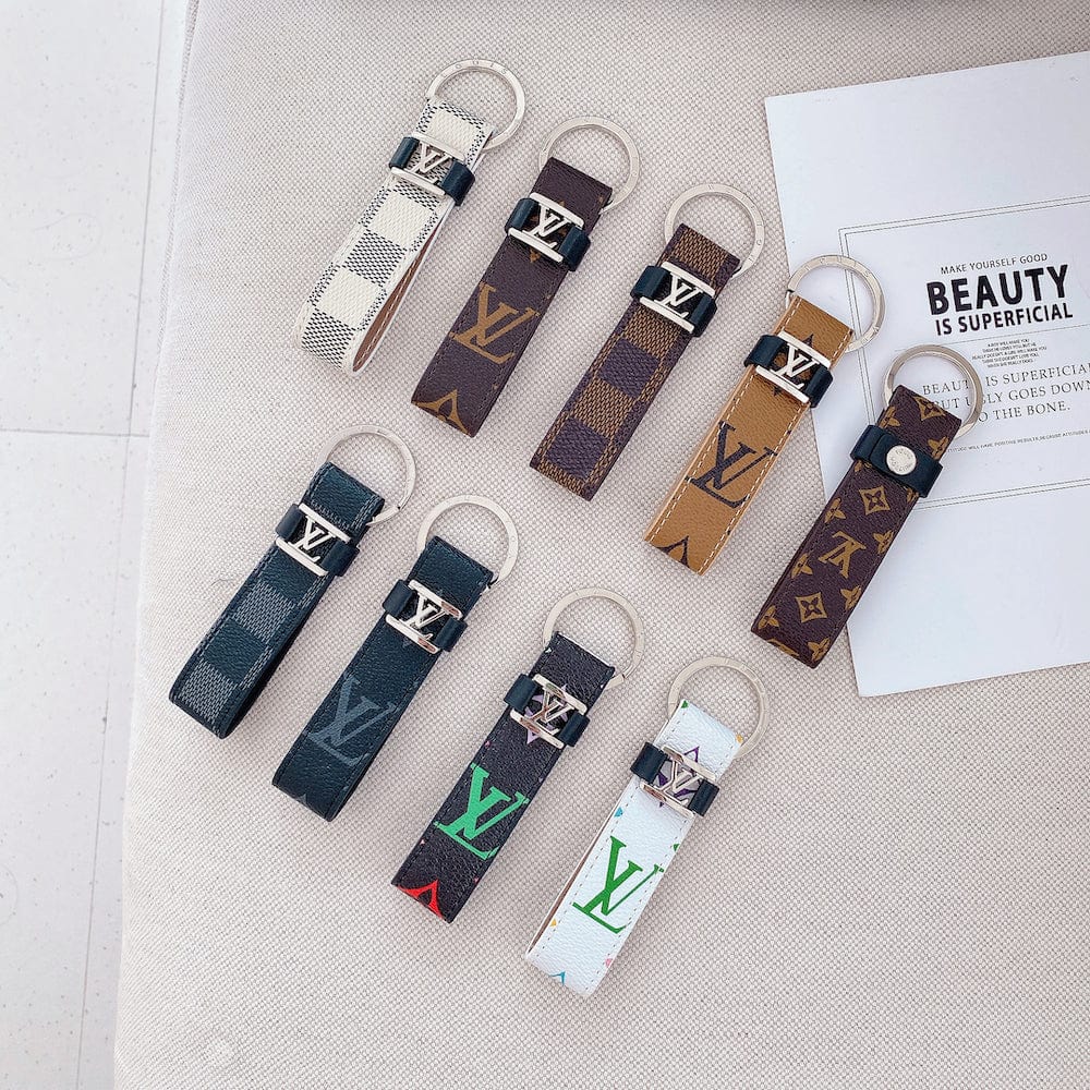 HypedEffects Leather louis vuitton Keychains With Silouis vuittoner Ring