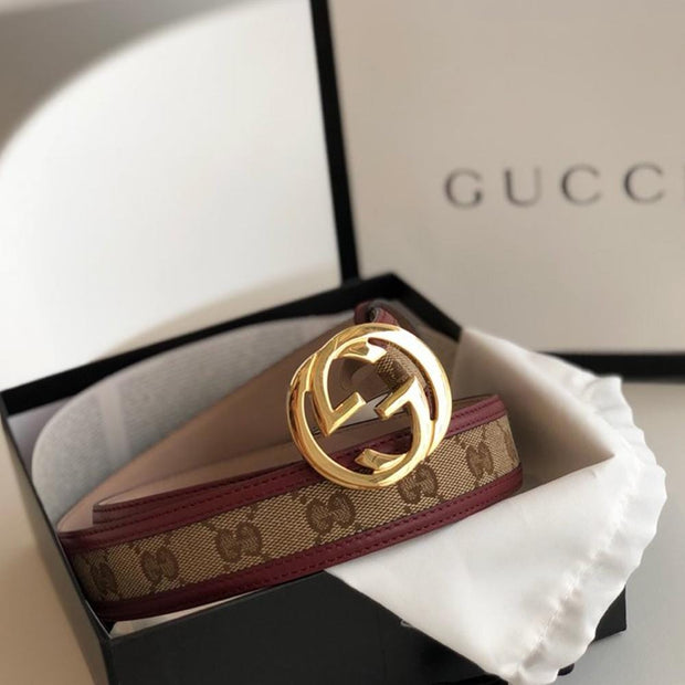 HypedEffects Limited Edition Burgundy & Brown Leather Gucci Belt
