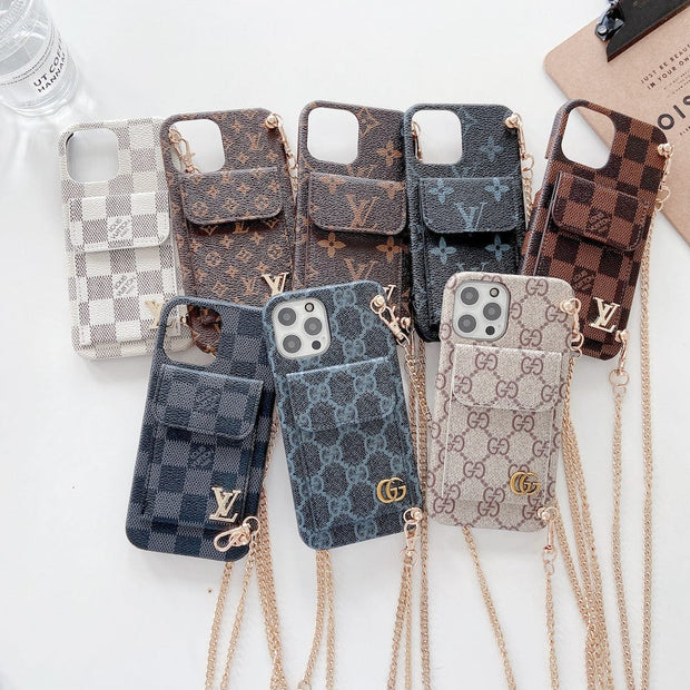 HypedEffects Louis Vuitton And Gucci Back Pocket iPhone 14 Case With Straps