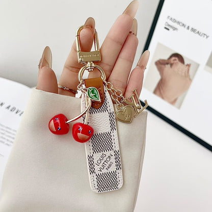 HypedEffects louis vuitton Cherry Charm Keychain with Monogram Leather Strap Luxury Designer Bag and Key Accessory