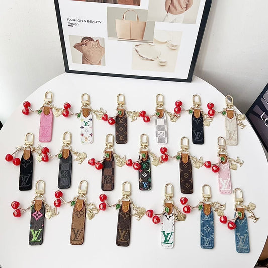 HypedEffects louis vuitton Cherry Charm Keychain with Monogram Leather Strap Luxury Designer Bag and Key Accessory