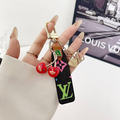 HypedEffects louis vuitton Cherry Charm Keychain with Monogram Leather Strap Luxury Designer Bag and Key Accessory