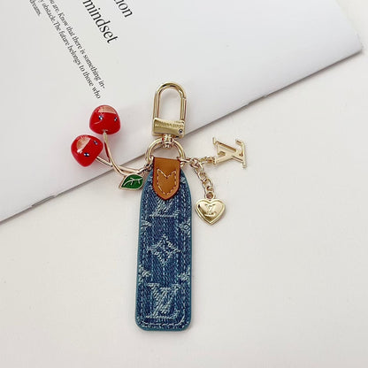 HypedEffects louis vuitton Cherry Charm Keychain with Monogram Leather Strap Luxury Designer Bag and Key Accessory