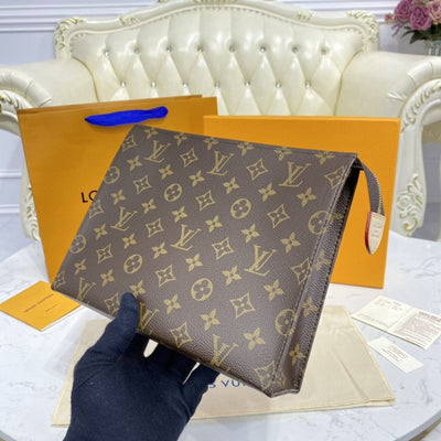 HypedEffects Louis Vuitton Damier and Monogram Canvas Toiletry Wallet Pouch - Black, Brown, and Monogram