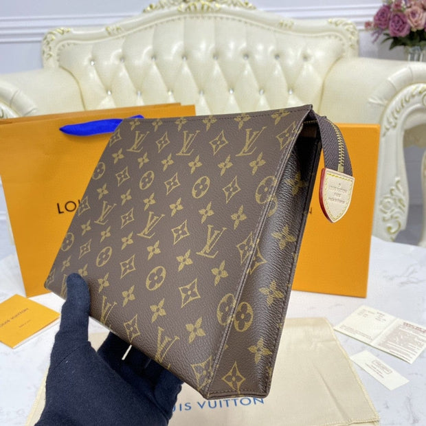 HypedEffects Louis Vuitton Damier and Monogram Canvas Toiletry Wallet Pouch - Black, Brown, and Monogram